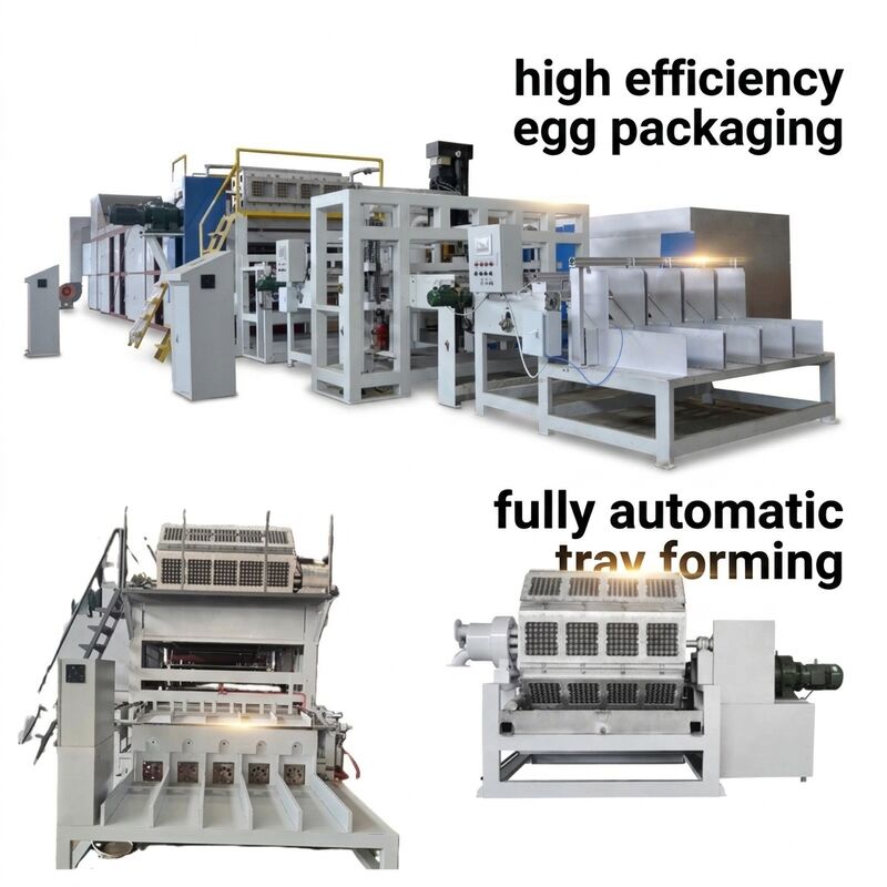 Mesin pembuatan bak telur dengan output 10.000 pcs / jam, sistem stacking otomatis dan input kertas daur ulang untuk produksi bak pulp kertas yang efisien