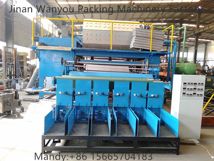 Lini Produksi Mesin Baki Telur Sepenuhnya Otomatis Dengan Pengering Metalik 6 Lapisan 5000-6000pcs Per Jam Mesin Cetak Pulp Terkendali PLC
